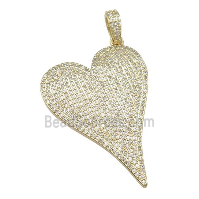 copper Heart pendant paved zircon, gold plated