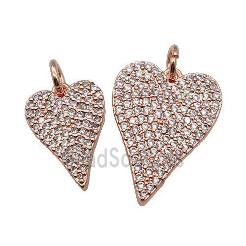 copper Heart pendant pave zircon, rose gold