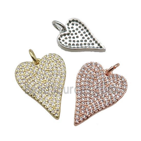 copper Heart pendant pave zircon, mixed