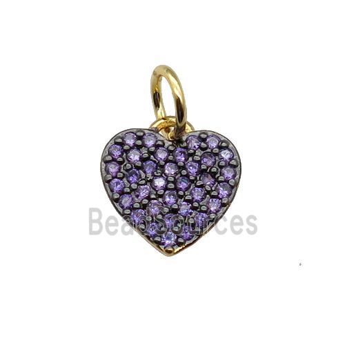 copper Heart pendant pave purple zircon, black plated