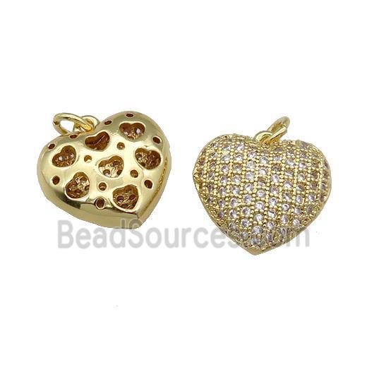 copper Heart pendant pave zircon, gold plated