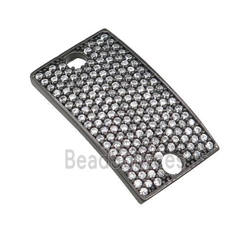 copper rectangle connector pave zircon, black plated