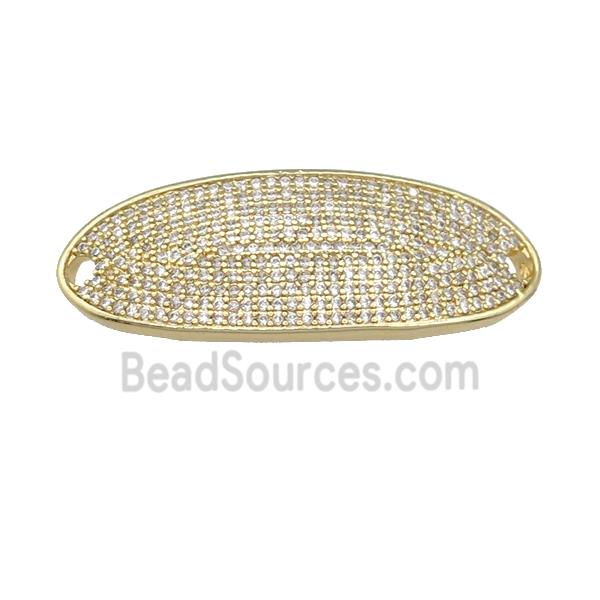 copper oval connector pave zircon, gold plated