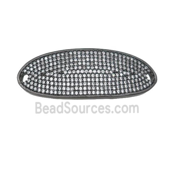 copper oval connector pave zircon, black plated