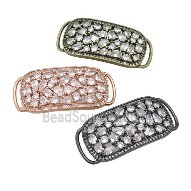 copper rectangle connector pave zircon, mixed