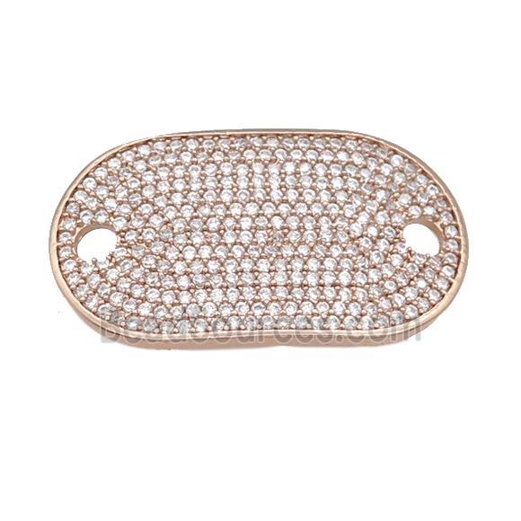 copper oval connector pave zircon, rose gold