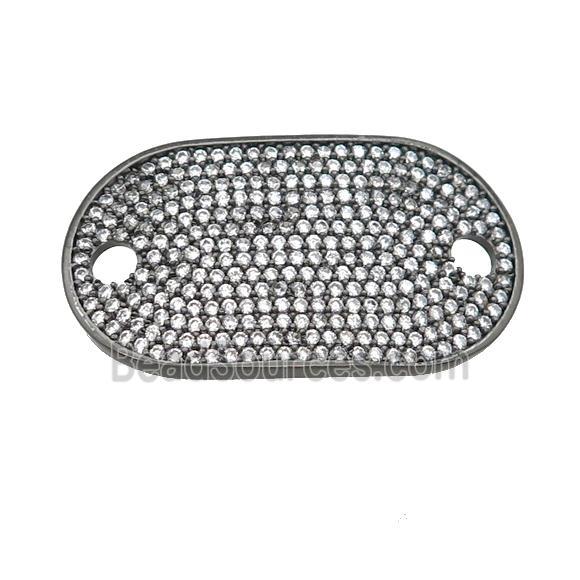 copper oval connector pave zircon, black plated