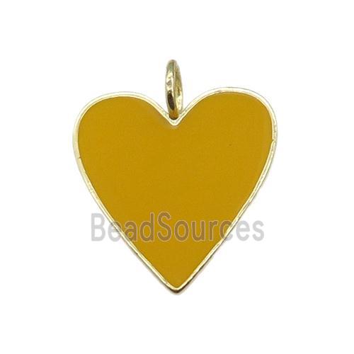 copper Heart pendant with brown enamel, gold plated