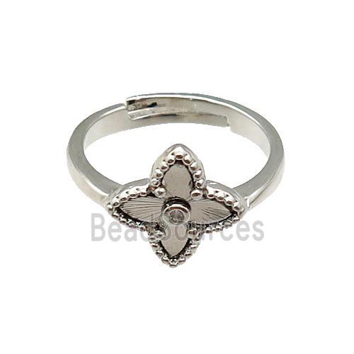 copper Star Ring, adjustable, platinum plated