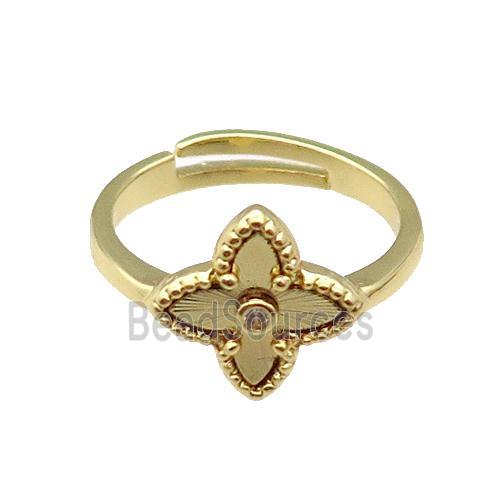 copper Star Ring, adjustable, gold plated