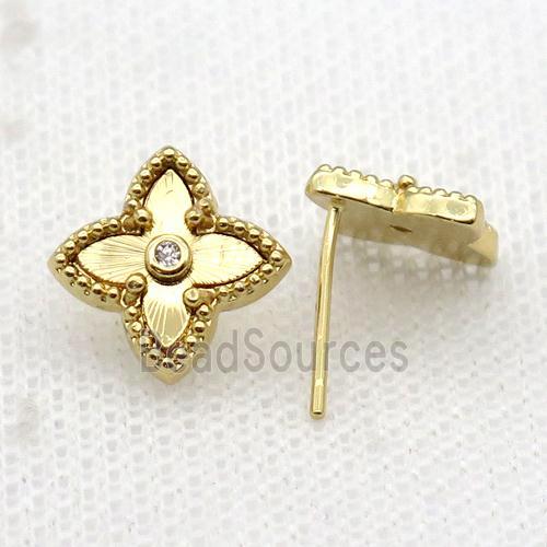 copper Stud Earring, star, gold plated