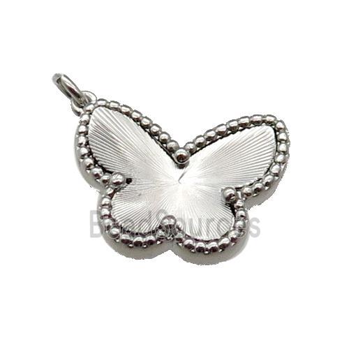 copper Butterfly pendant, platinum plated