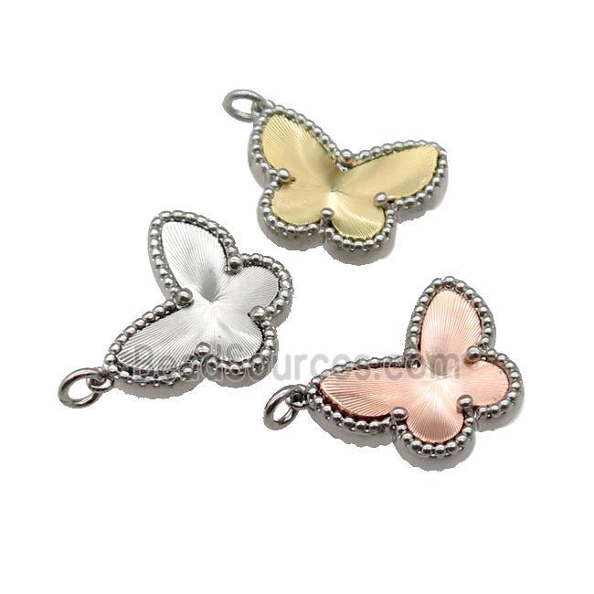 copper Butterfly pendant, platinum plated, mixed