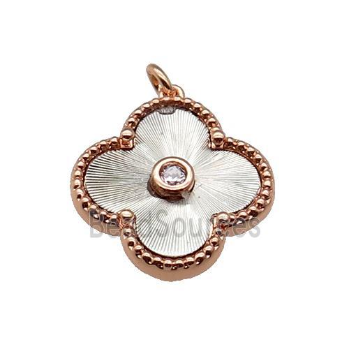 copper Clover pendant, platinum plated