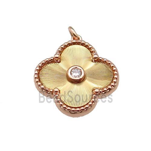 copper Clover pendant, gold plated