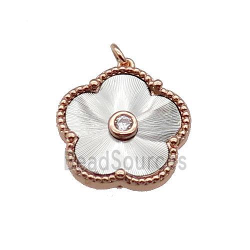 copper Flower pendant, platinum plated