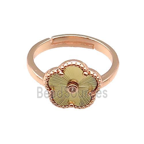 copper Flower Ring, adjustable, rose gold