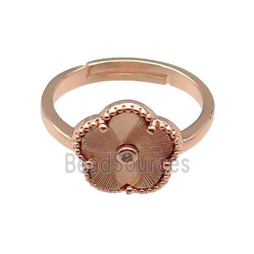 copper Flower Ring, adjustable, rose gold