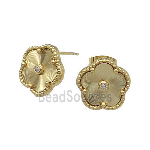 copper Flower Stud Earring, gold plated