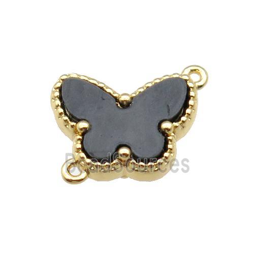 copper Butterfly connector pave black shell, gold plated