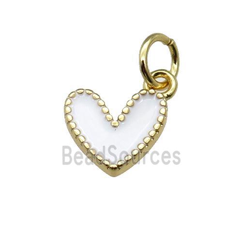 copper Heart pendant with white enamel, gold plated