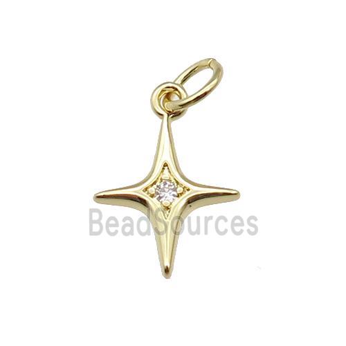 copper star pendant pave zircon, gold plated