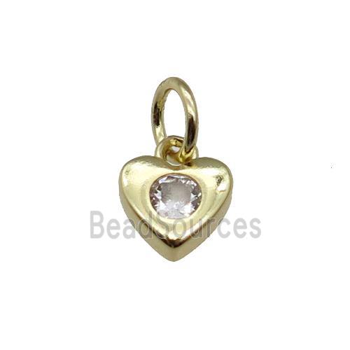 copper heart pendant pave zircon, gold plated