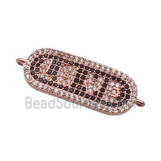 copper LOVE connector paved zircon, rose gold