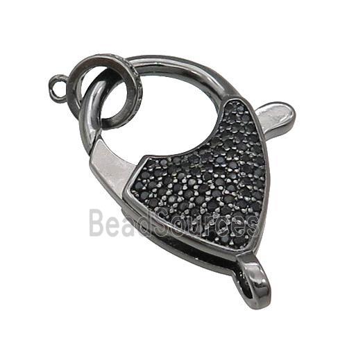 copper Lobster Clasp pave zircon, black plated