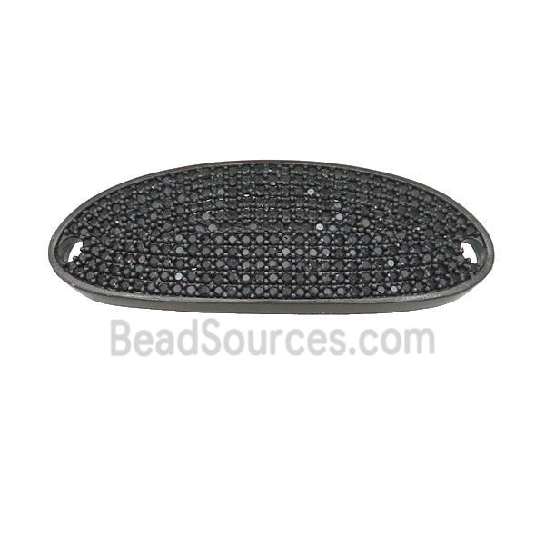 copper oval connector pave zircon, black plated