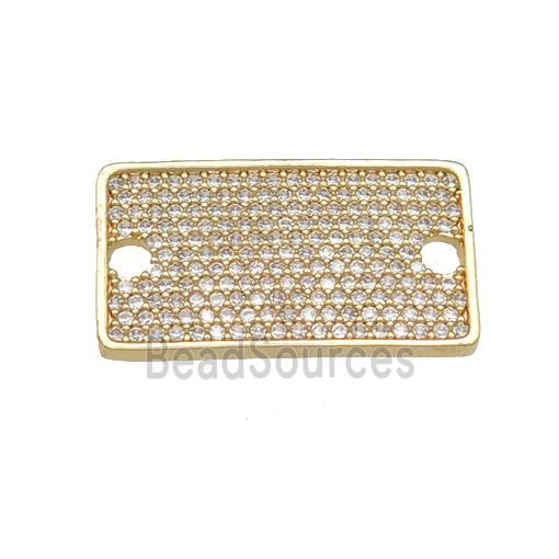 copper rectangle connector pave zircon, gold plated