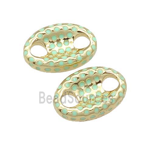 copper connector with lt.green enamel, pignose, gold plated