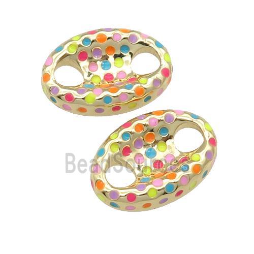 copper connector with enamel, multicolor, pignose, gold plated