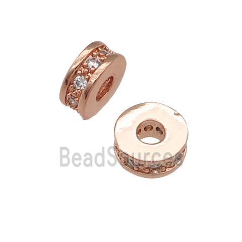 copper heishi beads pave zircon, rose gold