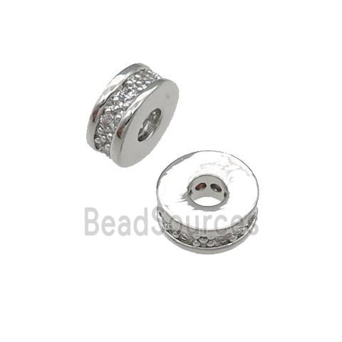 copper heishi beads pave zircon, platinum plated