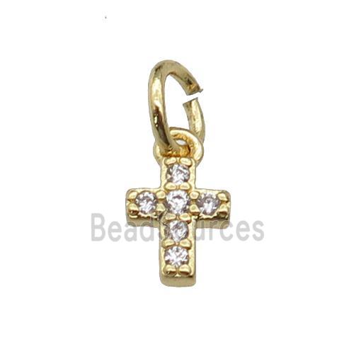 copper Cross pendant paved zircon, platinum plated