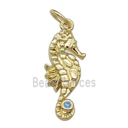 copper Seahorse charm pendant, gold plated