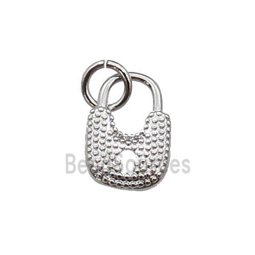 copper Lock pendant, platinum plated