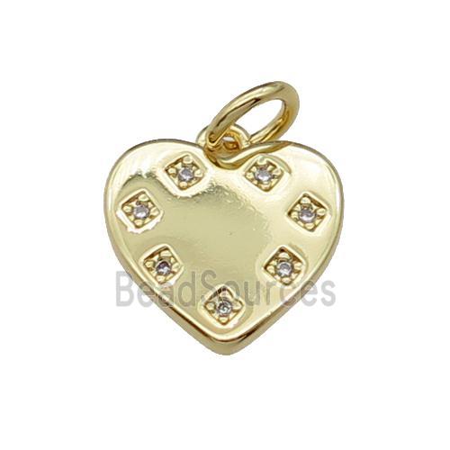 copper Heart pendant paved zircon, gold plated