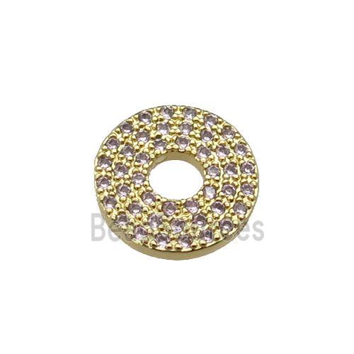 copper circle pendant pave zircon, gold plated