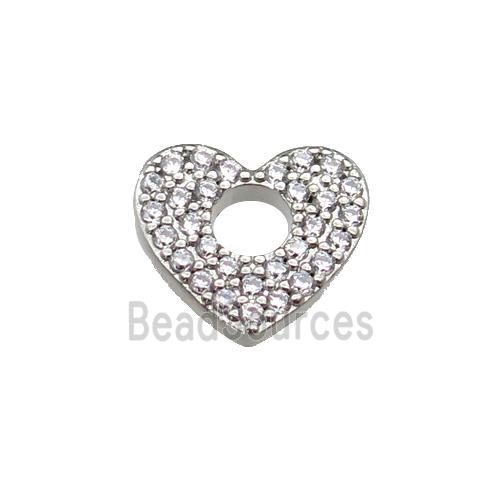 copper Heart pendant pave zircon, platinum plated