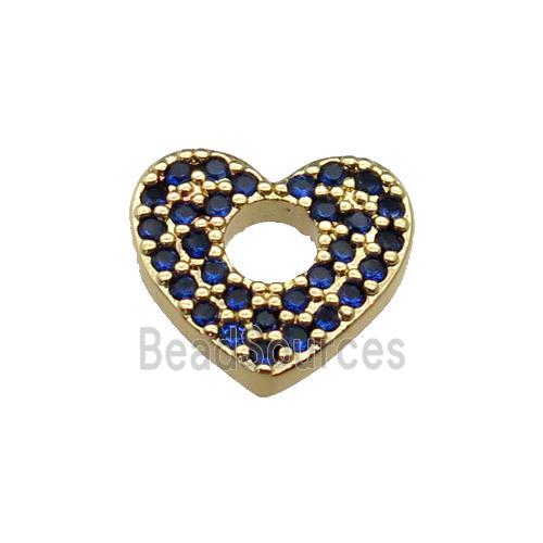 copper Heart pendant pave blue zircon, gold plated