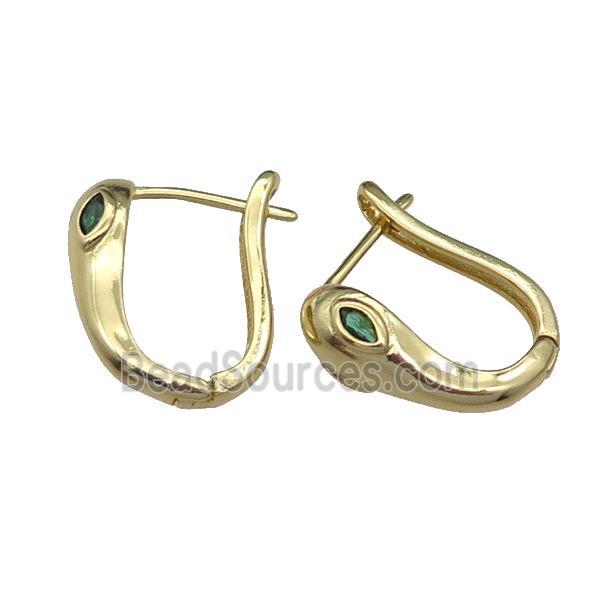 copper Latchback Earrings pave zircon, gold plated