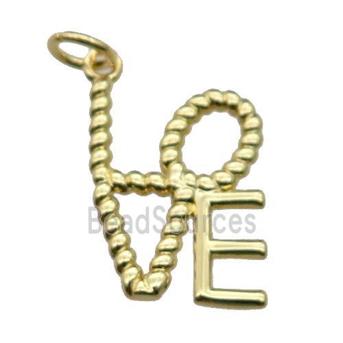 copper LOVE pendant, gold plated