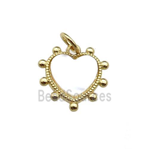 copper Heart pendant pave shell, gold plated