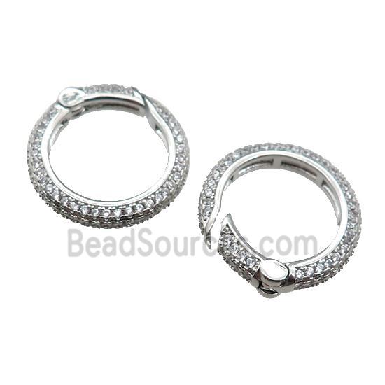 copper Carabiner Clasp pave zircon, platinum plated