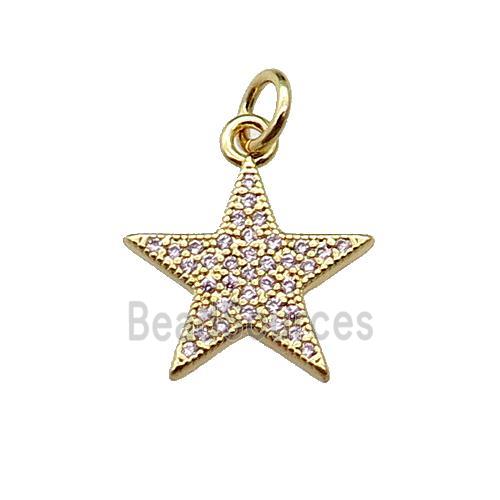 copper star pendant pave zircon, gold plated