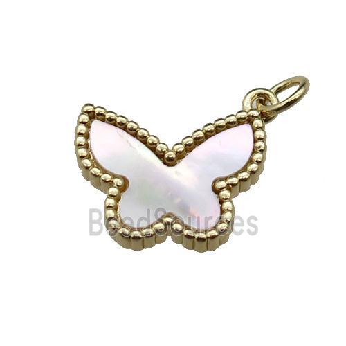 copper Butterfly pendant pave shell, gold plated