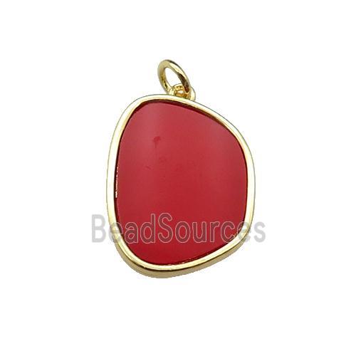 copper pendant pave redstone, gold plated