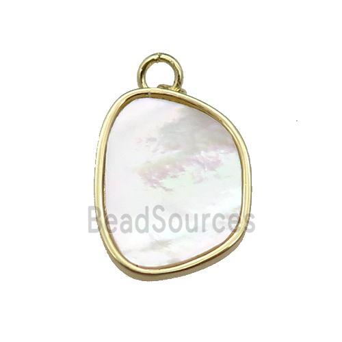 copper pendant pave shell, gold plated